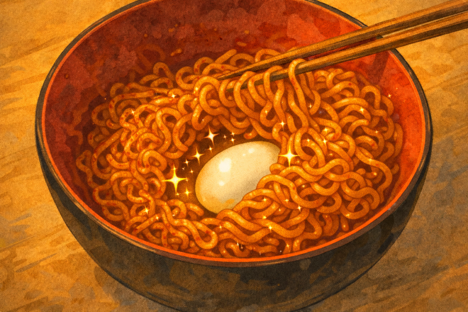 A memory of simpler times — surprising her with tea, korean noodles, and a boiled egg instead of a chocolate one. The small gestures he missed being able to give.